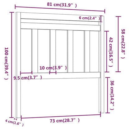 814071 vidaXL Bed Headboard Grey 81x4x100 cm Solid Wood Pine