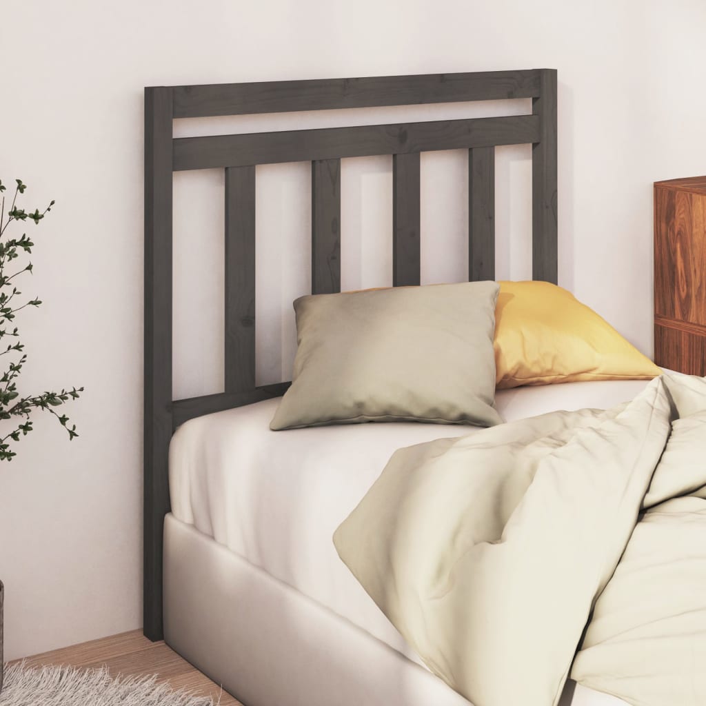 814071 vidaXL Bed Headboard Grey 81x4x100 cm Solid Wood Pine