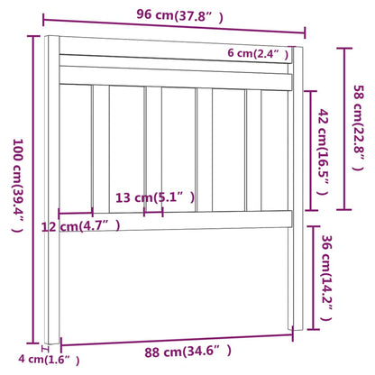 814078 vidaXL Bed Headboard Black 96x4x100 cm Solid Wood Pine