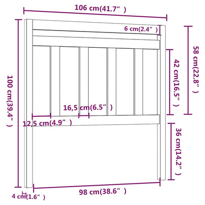 814079 vidaXL Bed Headboard 106x4x100 cm Solid Wood Pine