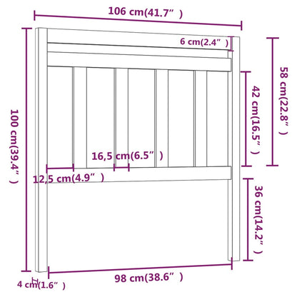 814080 vidaXL Bed Headboard White 106x4x100 cm Solid Wood Pine