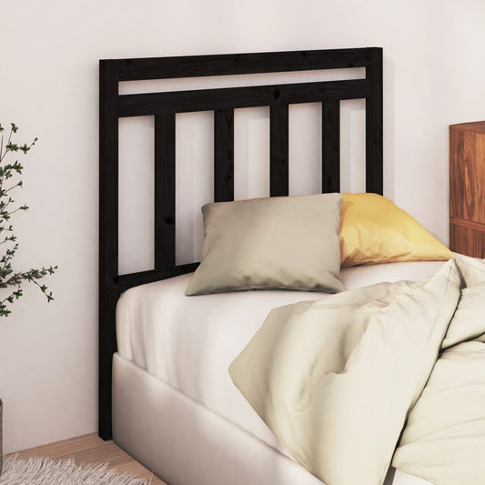814083 vidaXL Bed Headboard Black 106x4x100 cm Solid Wood Pine
