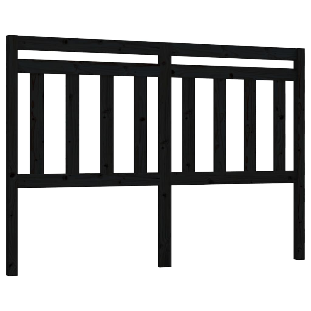 814088 vidaXL Bed Headboard Black 126x4x100 cm Solid Wood Pine