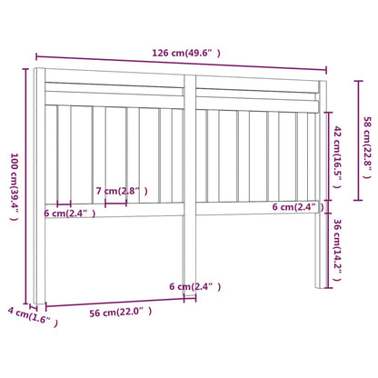 814088 vidaXL Bed Headboard Black 126x4x100 cm Solid Wood Pine