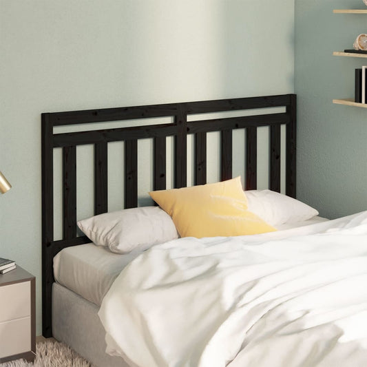 814088 vidaXL Bed Headboard Black 126x4x100 cm Solid Wood Pine