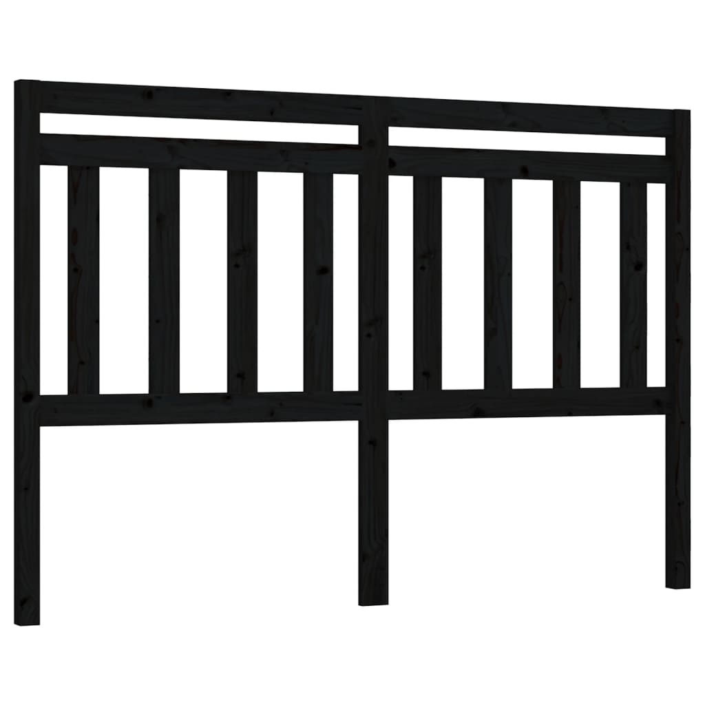 814098 vidaXL Bed Headboard Black 146x4x100 cm Solid Wood Pine