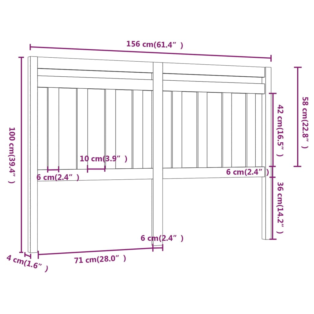 814100 vidaXL Bed Headboard White 156x4x100 cm Solid Wood Pine