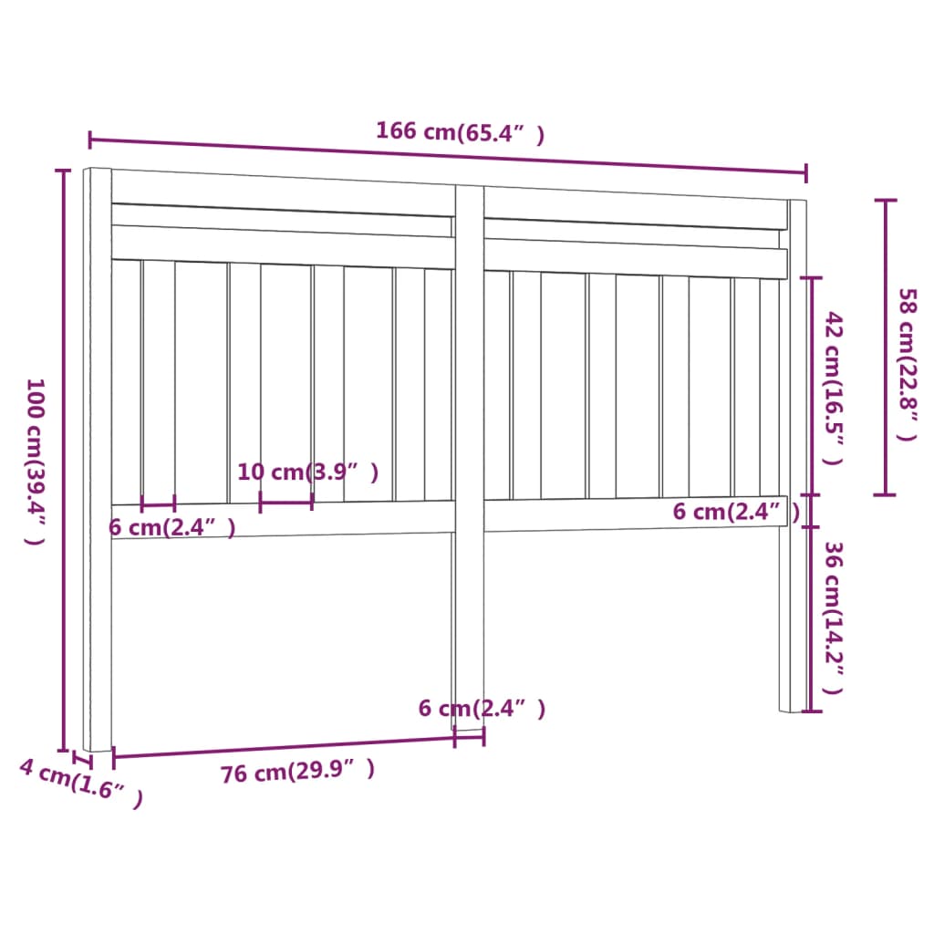 814106 vidaXL Bed Headboard Grey 166x4x100 cm Solid Wood Pine