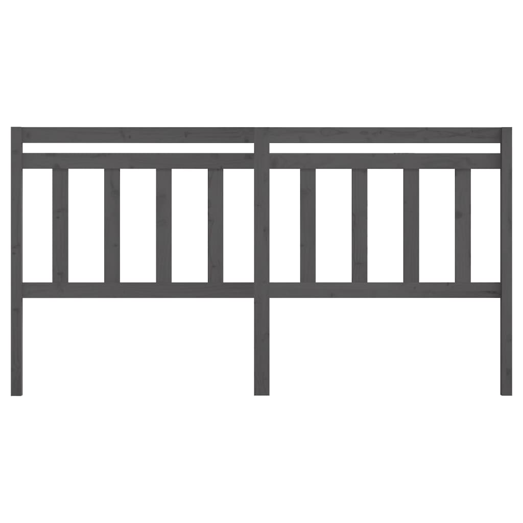 814111 vidaXL Bed Headboard Grey 186x4x100 cm Solid Wood Pine