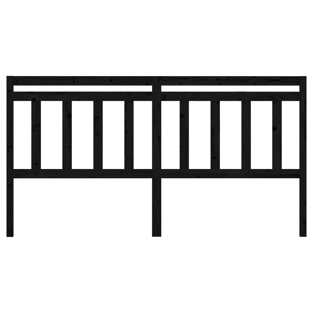 814113 vidaXL Bed Headboard Black 186x4x100 cm Solid Wood Pine