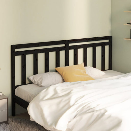 814113 vidaXL Bed Headboard Black 186x4x100 cm Solid Wood Pine