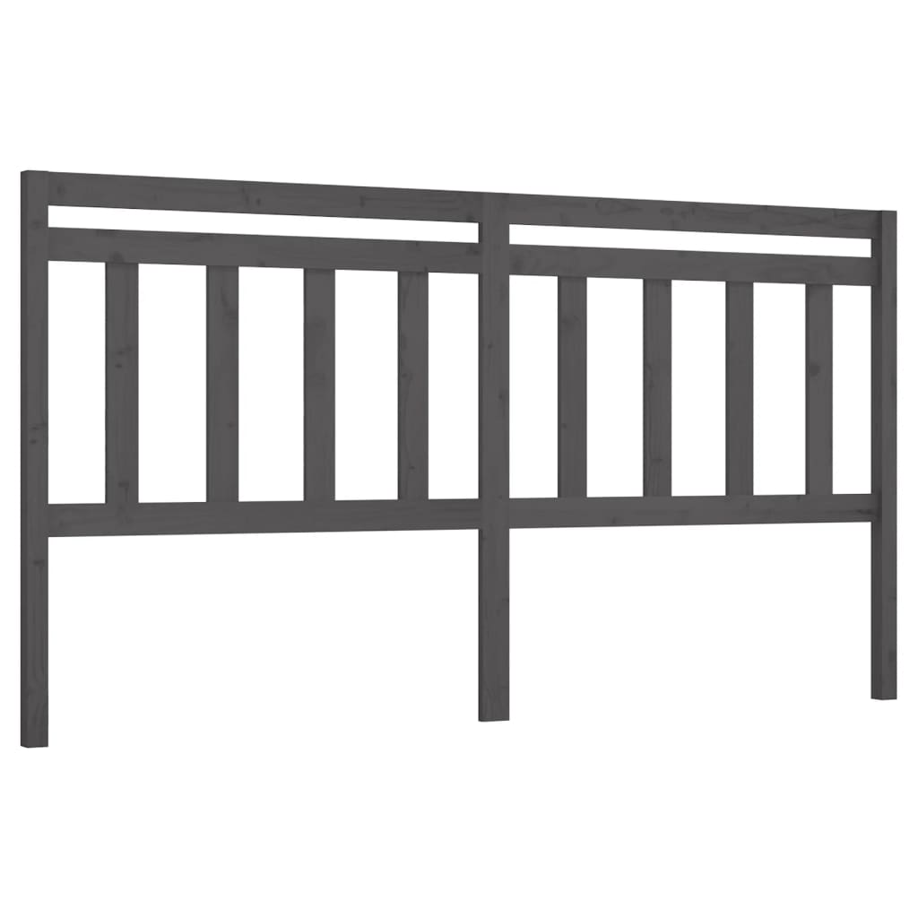 814116 vidaXL Bed Headboard Grey 206x4x100 cm Solid Wood Pine