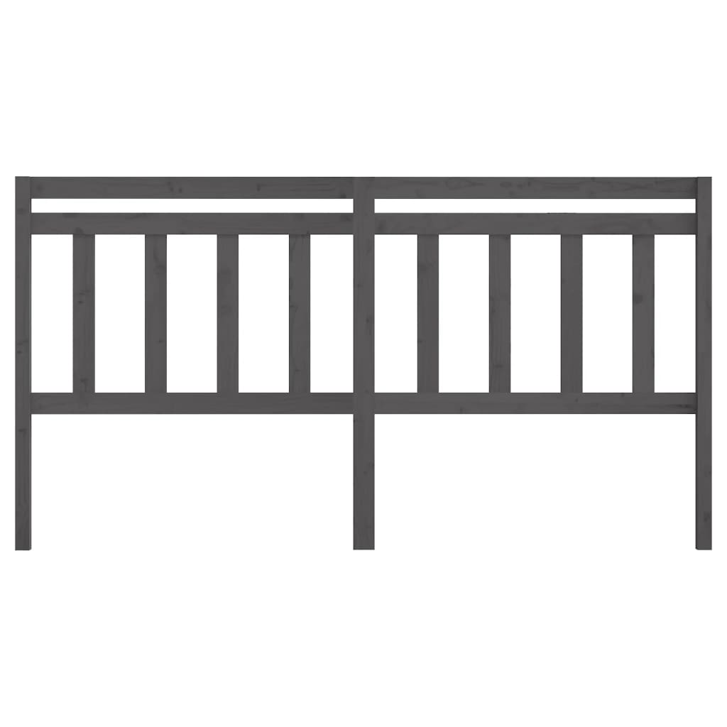 814116 vidaXL Bed Headboard Grey 206x4x100 cm Solid Wood Pine