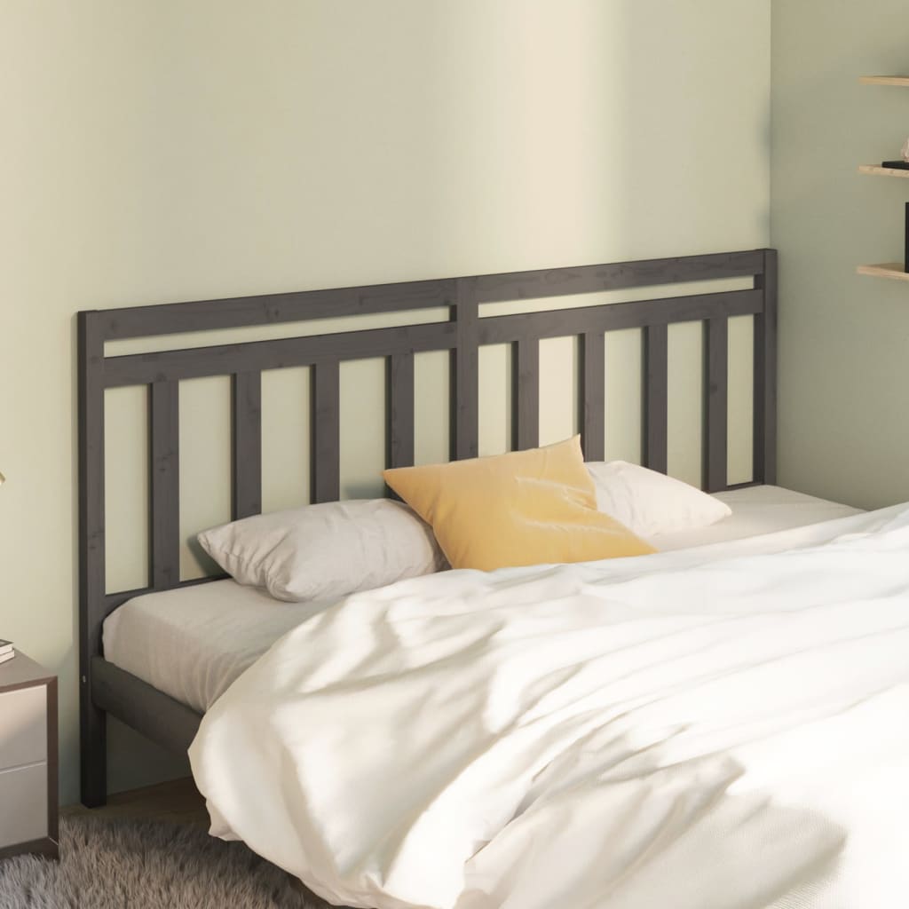 814116 vidaXL Bed Headboard Grey 206x4x100 cm Solid Wood Pine