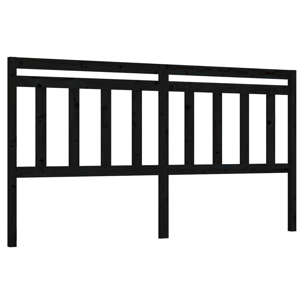 814118 vidaXL Bed Headboard Black 206x4x100 cm Solid Wood Pine