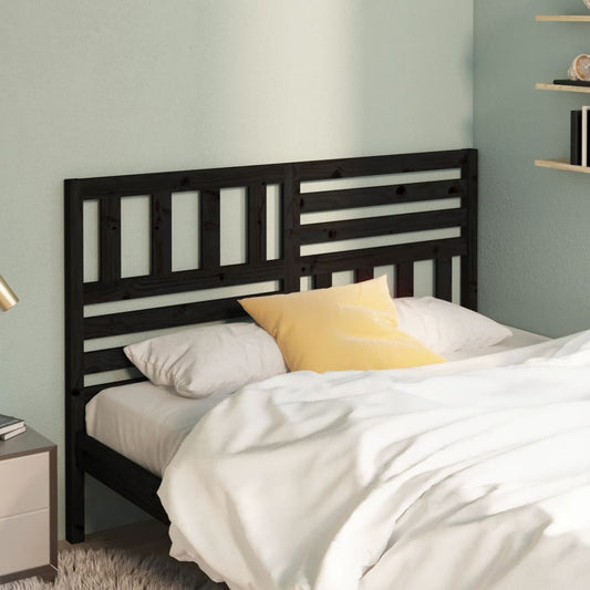 814148 vidaXL Bed Headboard Black 146x4x100 cm Solid Wood Pine