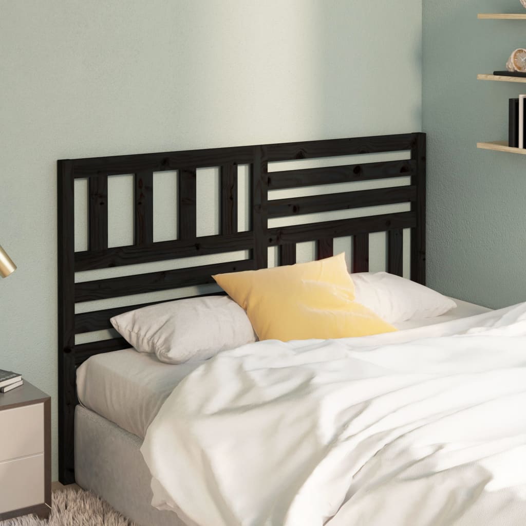 vidaXL Bed Headboard | Black | Solid pine wood | 166x4x100 cm |  Durable