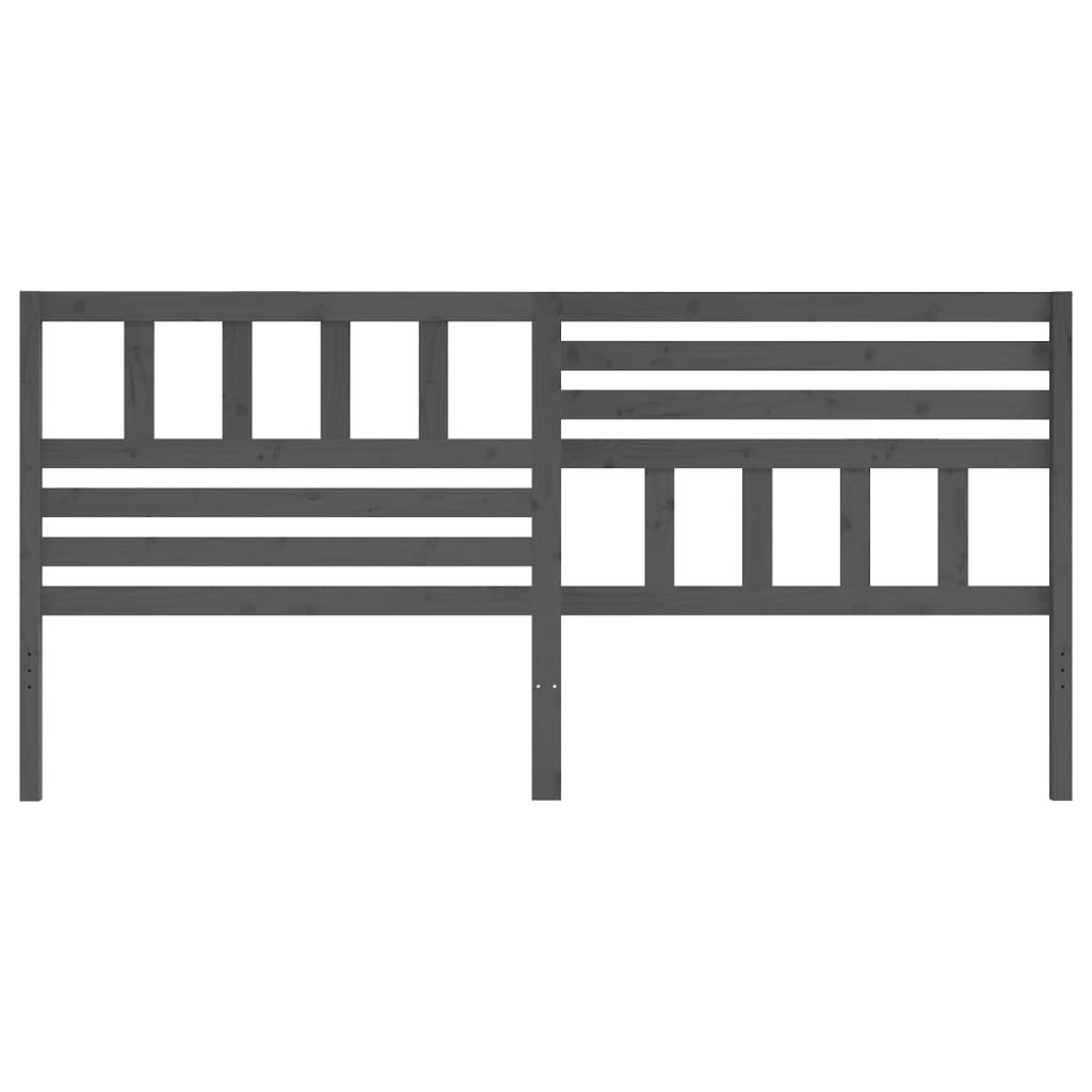 vidaXL Bed Headboard | Grey | Solid pine wood | 186 cm wide, 100 cm high