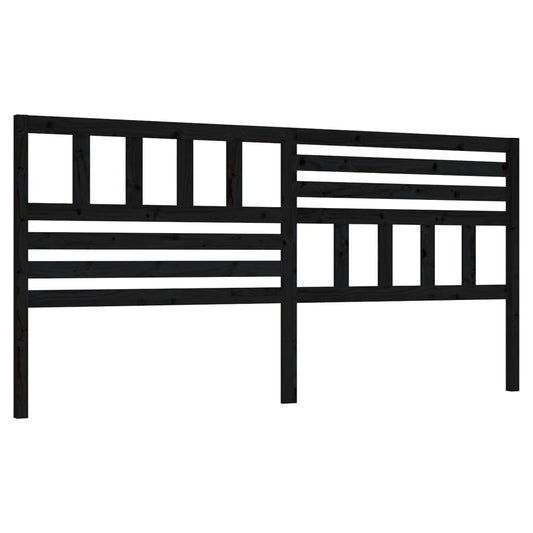 814168 vidaXL Bed Headboard Black 206x4x100 cm Solid Wood Pine
