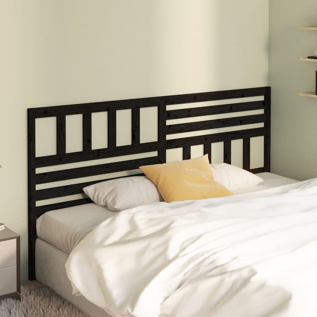 vidaXL Bed Headboard | Black | Solid Pine Wood | 206 cm x 100 cm