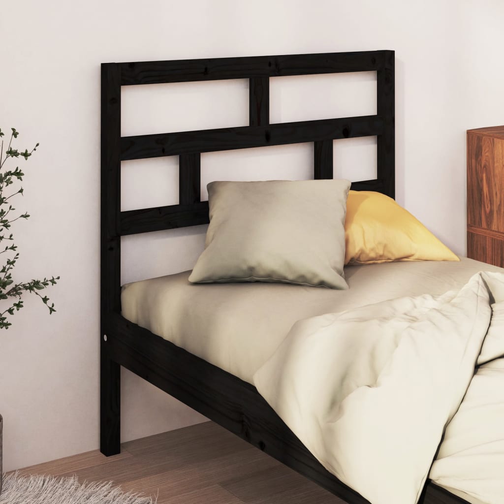 vidaXL Bed Headboard Black 81x4x100 cm Solid Wood Pine