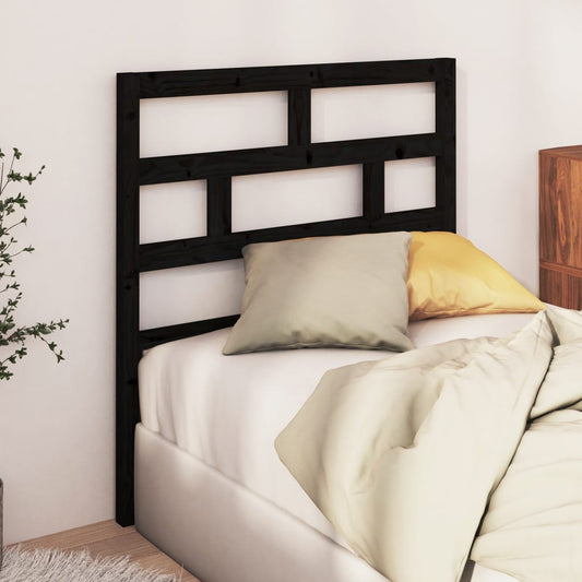 814183 vidaXL Bed Headboard Black 106x4x100 cm Solid Wood Pine