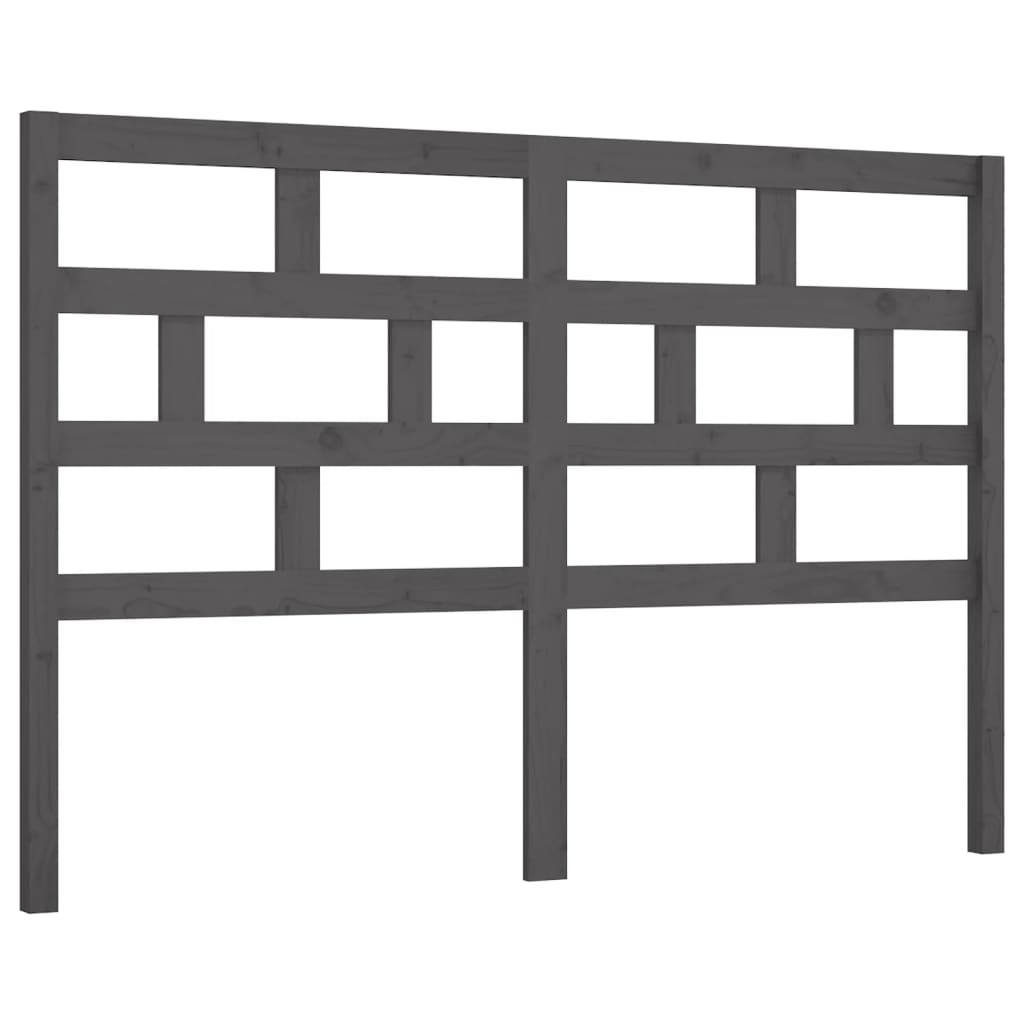 vidaXL Bed Headboard Grey 126x4x100 cm Solid Wood Pine