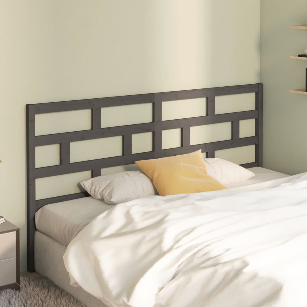 vidaXL Bed Headboard Grey 206x4x100 cm Solid Wood Pine