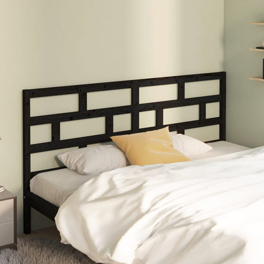 814218 vidaXL Bed Headboard Black 206x4x100 cm Solid Wood Pine