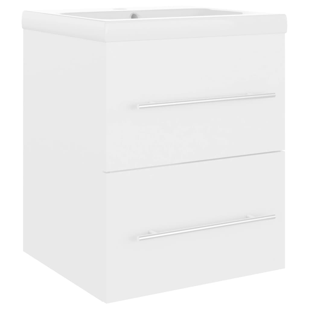 3099032 vidaXL Sink Cabinet with Built-in Basin White Engineered Wood (804683+145060)