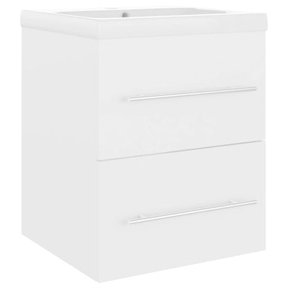 3099032 vidaXL Sink Cabinet with Built-in Basin White Engineered Wood (804683+145060)