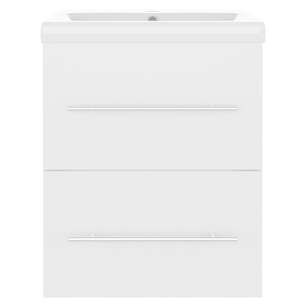 3099032 vidaXL Sink Cabinet with Built-in Basin White Engineered Wood (804683+145060)