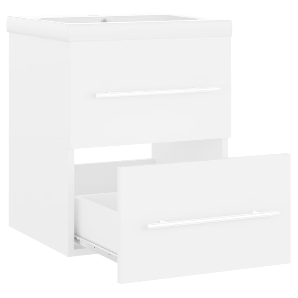 3099032 vidaXL Sink Cabinet with Built-in Basin White Engineered Wood (804683+145060)