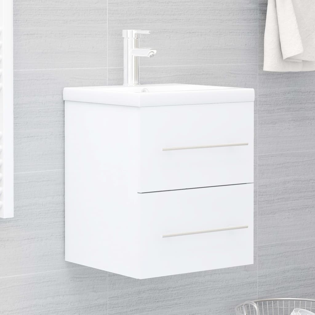 3099032 vidaXL Sink Cabinet with Built-in Basin White Engineered Wood (804683+145060)