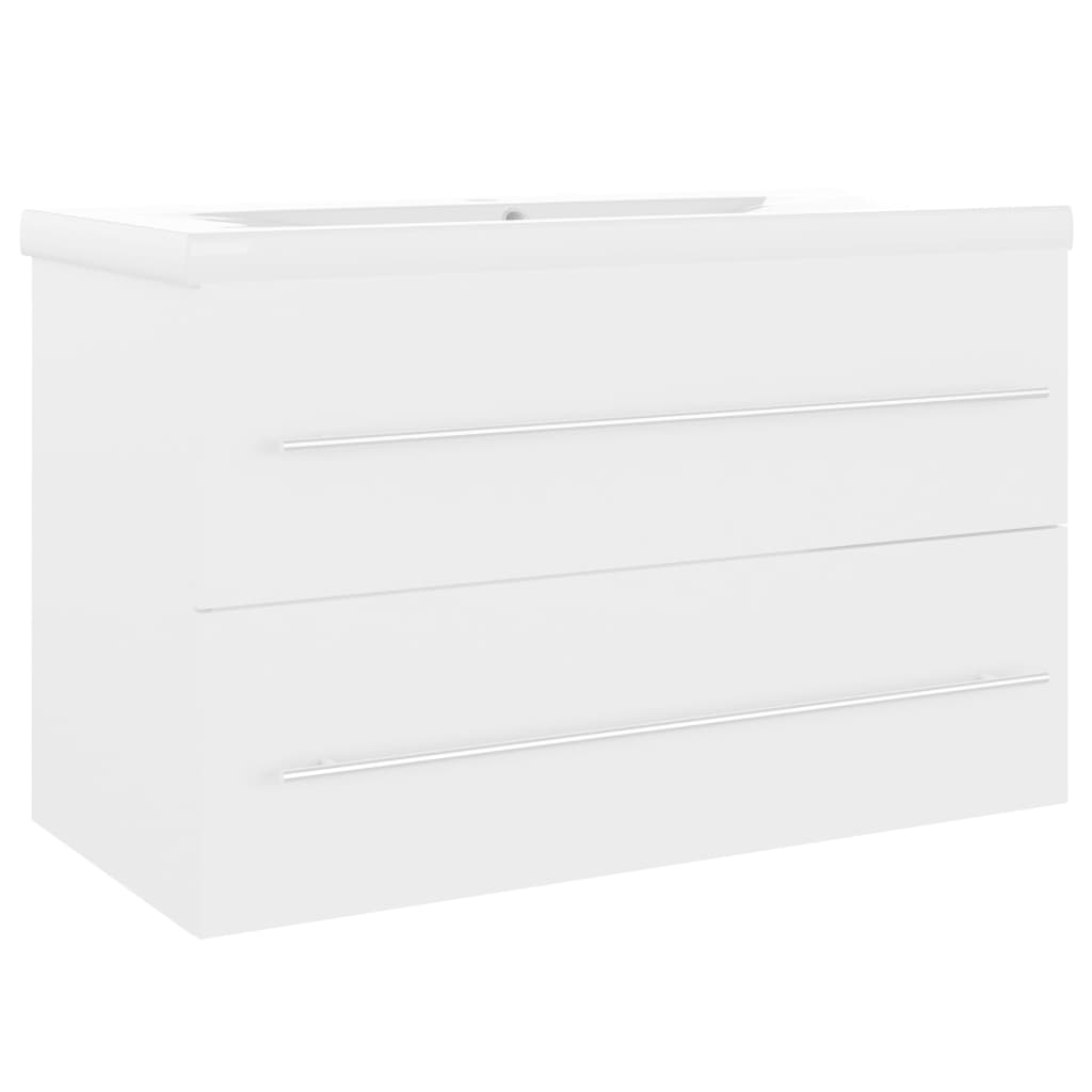 vidaXL Sink Cabinet with Built-in Basin White Engineered Wood