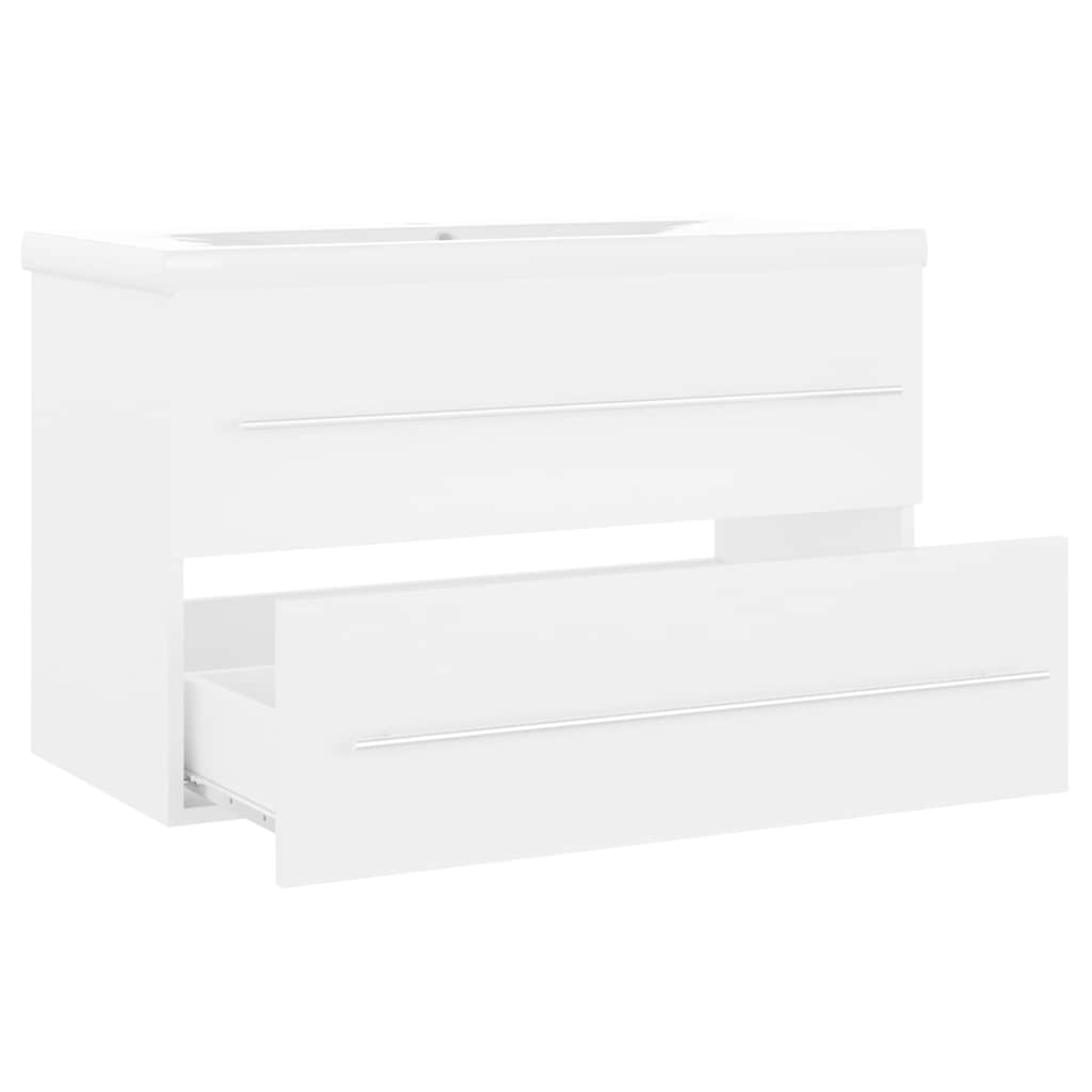 vidaXL Sink Cabinet with Built-in Basin White Engineered Wood