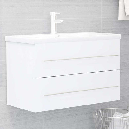vidaXL Sink Cabinet with Built-in Basin White Engineered Wood