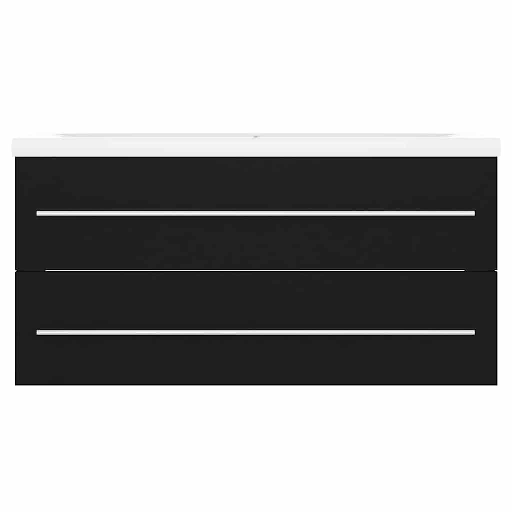 vidaXL Sink Cabinet with Built-in Basin Black Engineered Wood