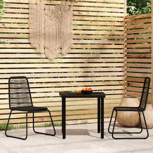 vidaXL Garden Dining Set | Black | Powder-coated steel, glass, PE rattan