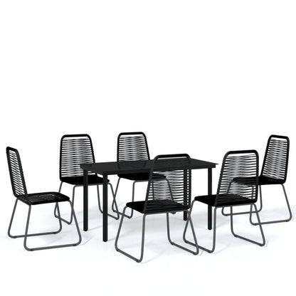 vidaXL Garden Dining Set | Black | Powder-coated steel, glass, PE rattan | Large