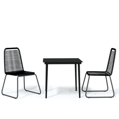 vidaXL Garden Dining Set | Black | Powder-coated steel, glass, PE rattan
