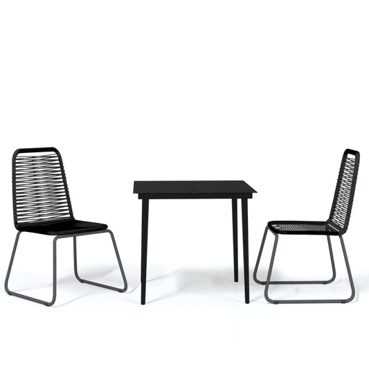 vidaXL Garden Dining Set | Black | Powder-coated steel, glass, PE rattan