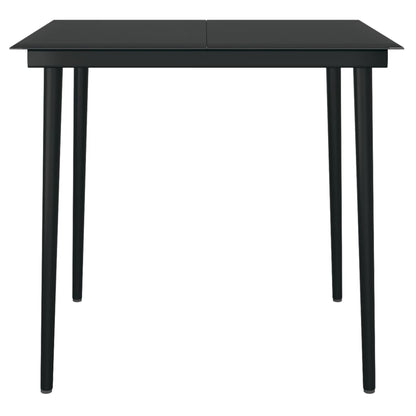 vidaXL Garden Dining Set | Black | Powder-coated steel, glass, PE rattan