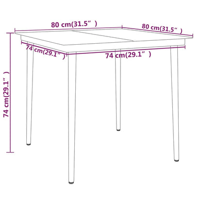 vidaXL Garden Dining Set | Black | Powder-coated steel, glass, PE rattan