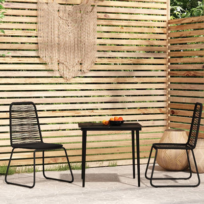 vidaXL Garden Dining Set | Black | Powder-coated steel, glass, PE rattan