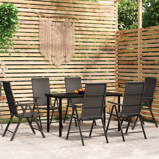 vidaXL 7 Piece Garden Dining Set Black