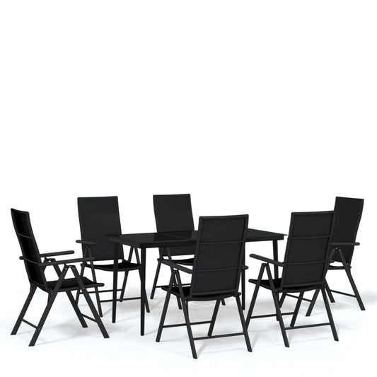 vidaXL 7 Piece Garden Dining Set Black