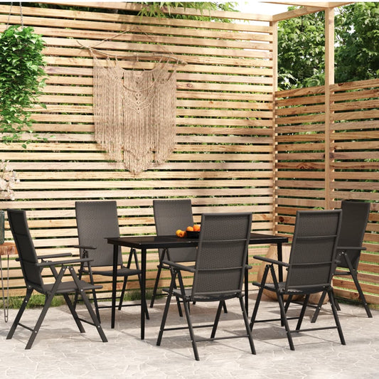 vidaXL 7 Piece Garden Dining Set Black