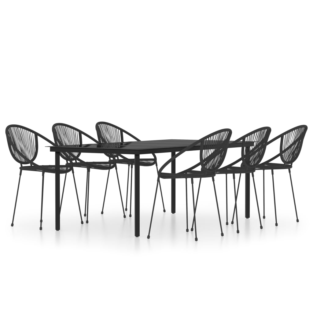 vidaXL 7 Piece Garden Dining Set Black