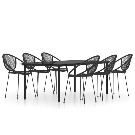 vidaXL 7 Piece Garden Dining Set Black